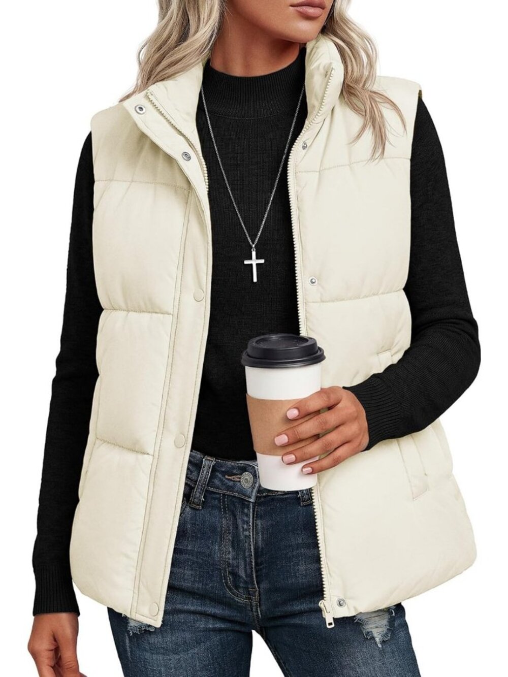 Warm Winter Down Puffer Vest for Women | Quilted Puffy Coat with Pockets & Zip